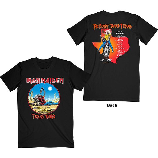 Iron Maiden Unisex T-Shirt: The Beast Tames Texas (Back Print) - Iron Maiden - Fanituote -  - 5056368673078 - 