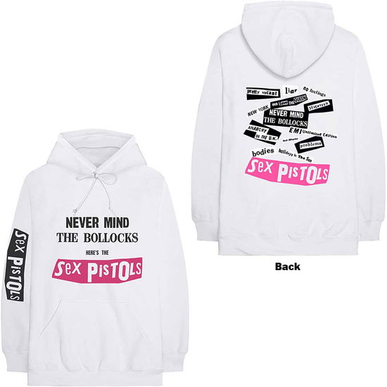 Cover for Sex Pistols - The · The Sex Pistols Unisex Pullover Hoodie: Never Mind The Bollocks (White) (Back Print &amp; Sleeve Print) (Hoodie) [size L] (2021)