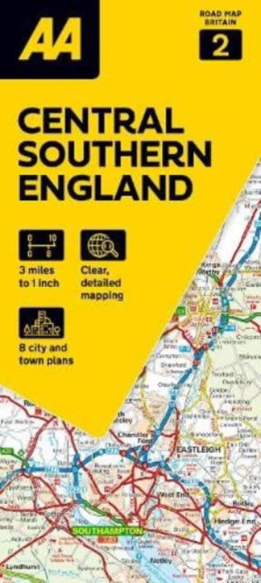 Cover for Aa · AA Road Map Central Southern England - AA Road Map Britain series (Kort) [8 New edition] (2024)