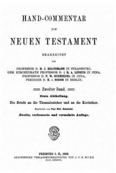 Cover for H J Holtzmann · Hand-commentar zum Neuen Testament - Zweiter Band (Taschenbuch) (2016)