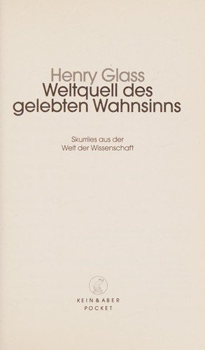 Cover for Glass · Glass:weltquell Des Gelebten Wahnsinns (Book)