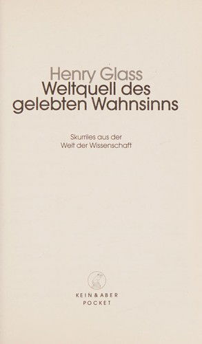 Cover for Glass · Glass:weltquell Des Gelebten Wahnsinns (Book)