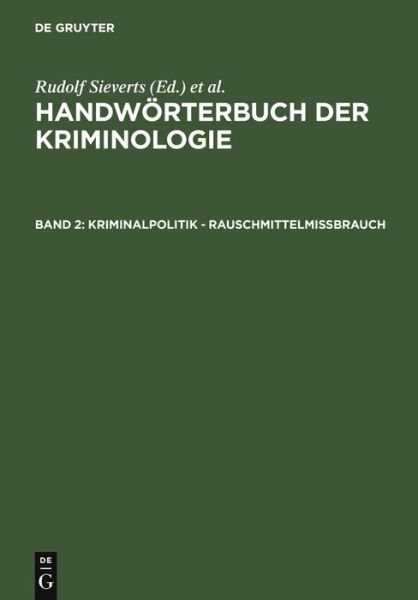 Cover for Alexander Elster · Kriminalpolitik - Rauschmittelmißbrauch (Book) (1976)