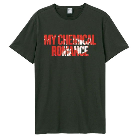 My Chemical Romance Blood Splatter Logo Amplified Vintage Charcoal Medium T Shirt - My Chemical Romance - Merchandise - AMPLIFIED - 5054488864079 - 