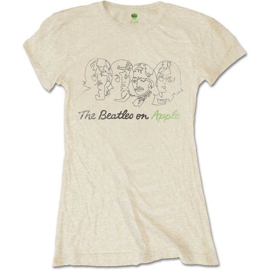 The Beatles Ladies T-Shirt: Outline Faces On Apple - The Beatles - Koopwaar -  - 5056170659079 - 