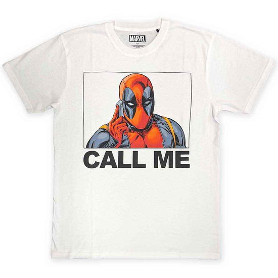 Cover for Marvel Comics · Marvel Comics Unisex T-Shirt: Deadpool Call Me (White) (T-shirt) [size S] [White - Unisex edition] (2023)