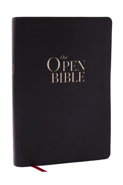 Cover for Thomas Nelson · The Open Bible: Read and Discover the Bible for Yourself (NKJV, Black Leathersoft, Red Letter, Comfort Print, Thumb Indexed) (Leather Book) (2025)