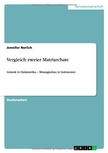 Cover for Nerlich · Vergleich zweier Matriarchate (Bog) [German edition] (2012)