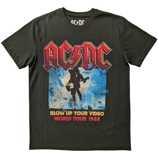 AC/DC Unisex T-Shirt: Blow Up Your Video (Green) - AC/DC - Produtos - - 5056561079080 - 23 de março de 2023