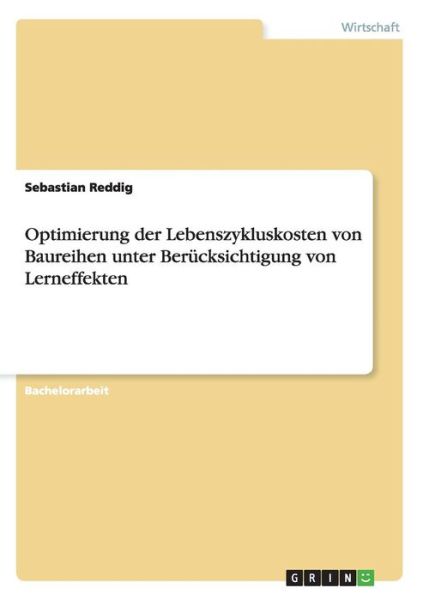 Cover for Reddig · Optimierung der Lebenszykluskost (Book) (2015)