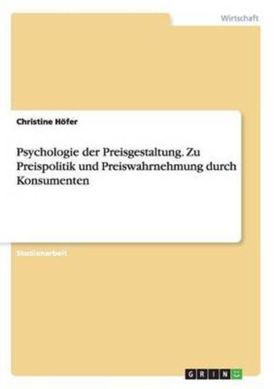 Cover for Höfer · Psychologie der Preisgestaltung. (Book) (2016)