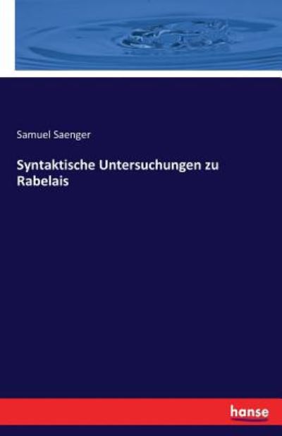 Cover for Saenger · Syntaktische Untersuchungen zu (Book) (2017)