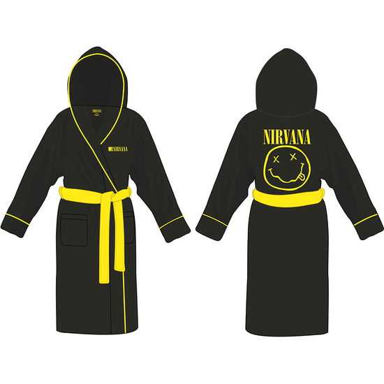 Nirvana Unisex Bathrobe: Yellow Happy Face (Small - Medium) - Nirvana - Merchandise -  - 5056561027081 - 