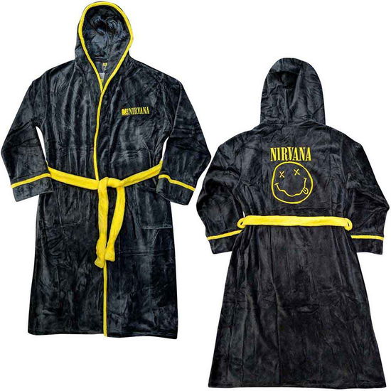 Cover for Nirvana · Nirvana Unisex Bathrobe: Yellow Happy Face (Small - Medium) (Klær) [size M]