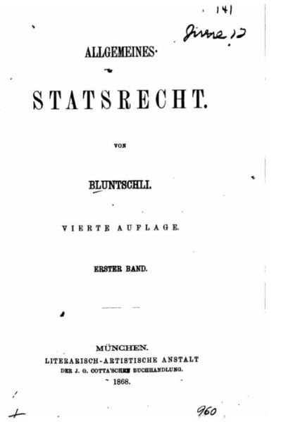 Cover for Bluntschli · Allgemeines staatsrecht (Pocketbok) (2016)