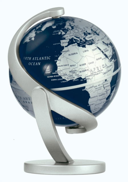 Cover for World Globe 10cm: Compact, desk top world globe by Stellanova in Blue and Silver - Stellanova Globes (MERCH) (2025)