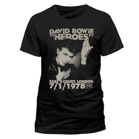 Cover for David Bowie · T-shirt (Unisex-s) Heroes Earls Court (Black) (MERCH)
