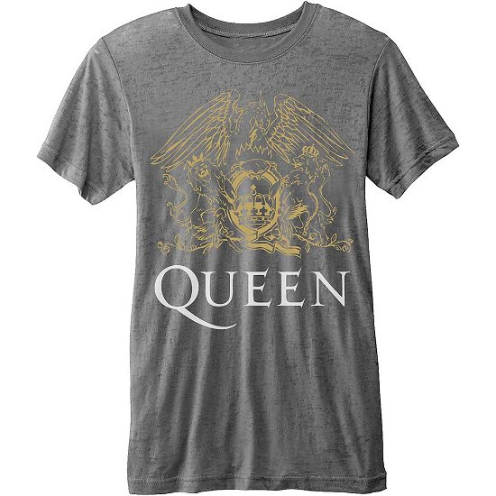 Cover for Queen · Queen Men's Fashion Tee: Classic Crest (Burn Out) (Klær) [size XL] [Grey - Mens edition]