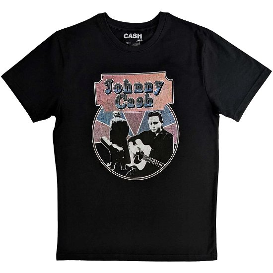 Johnny Cash Unisex T-Shirt: Walking Guitar & Front On - Johnny Cash - Marchandise -  - 5056561091082 - 