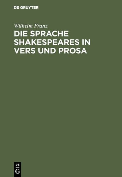 Cover for Wilhelm Franz · Die Sprache Shakespeares in Vers und Prosa (Hardcover Book) (1986)