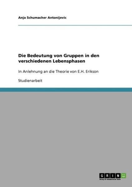 Cover for Anja Schumacher Antonijevic · Die Bedeutung Von Gruppen in den Verschiedenen Lebensphasen (Paperback Book) [German edition] (2007)