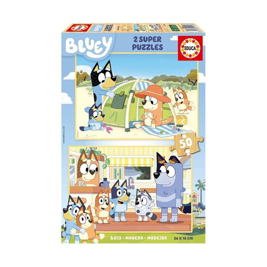 Houten Puzzel (2 x 50 stukjes) - Bluey - Merchandise - Educa - 8412668194083 - 