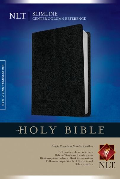 Cover for Tyndale House Publishers · NLT Slimline Center Column Reference Bible, Black (Leather Book) [Black Bonded] (2014)