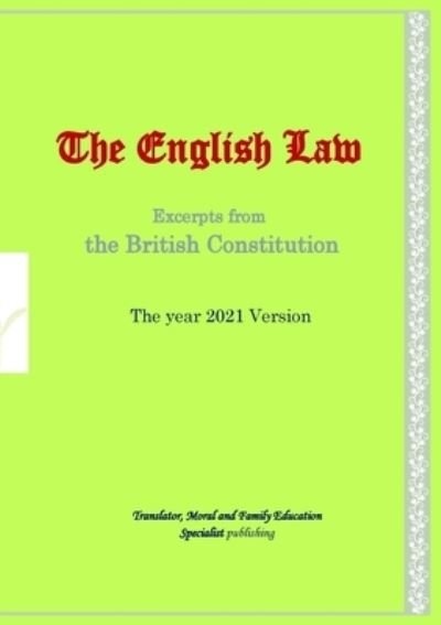 Cover for Erena a Svirska-Huish · The English Law (Pocketbok) (2021)