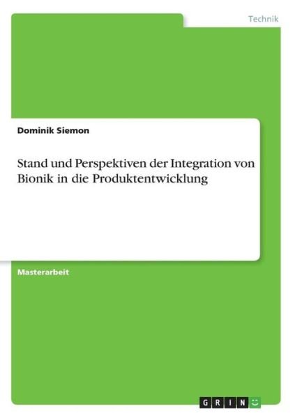 Cover for Siemon · Stand und Perspektiven der Integ (Book)