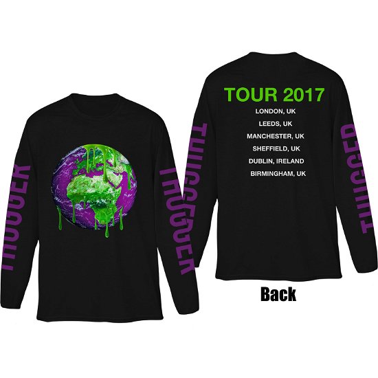 Young Thug Unisex Long Sleeved T-Shirt: Thugger Globe (Back & Sleeve Print) - Young Thug - Koopwaar - Brands In Ltd - 5056170611084 - 