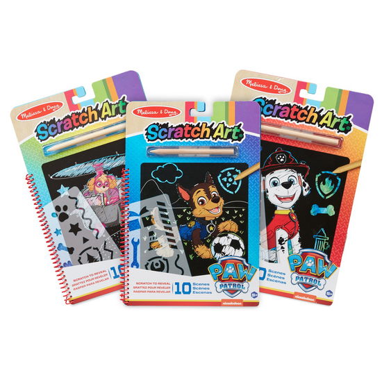 Cover for Melissa &amp; Doug · Paw Patrol Scratch Art - 3-pack ( Chase, Skye, Marshall ) (33308) (Toys)