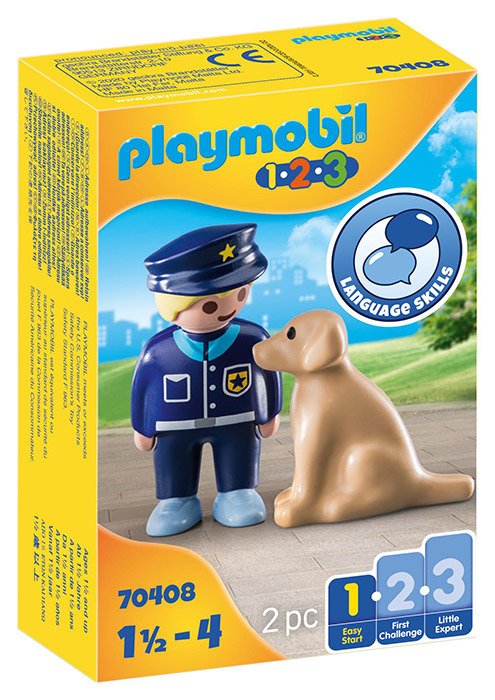 Cover for Playmobil · 1.2.3. Politieman met hond Playmobil (70408) (Leketøy)