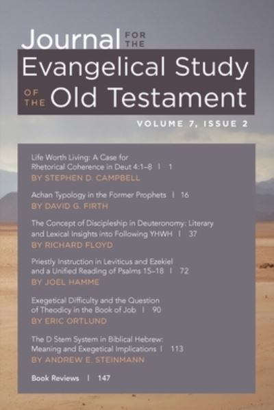 Cover for Russell Meek · Journal for the Evangelical Study of the Old Testament, 7.2 (Paperback Book) (2021)