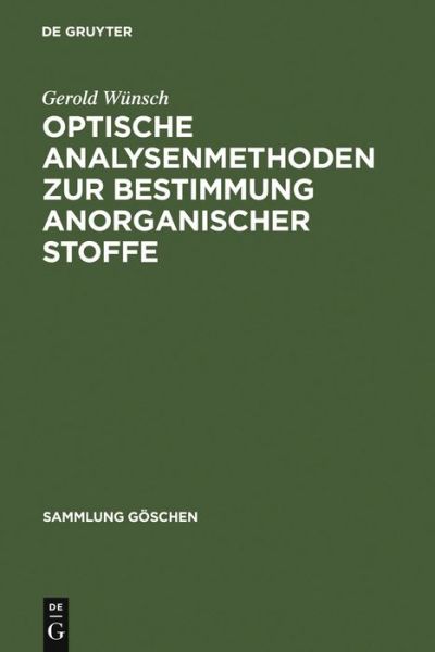 Cover for Gerold W. Nsch · Samml.Gö.02606 Wüsch.Analysenmethod. (Bok) (1975)