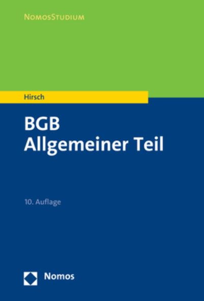 Cover for Hirsch · BGB, Allgemeiner Teil (Book) (2019)