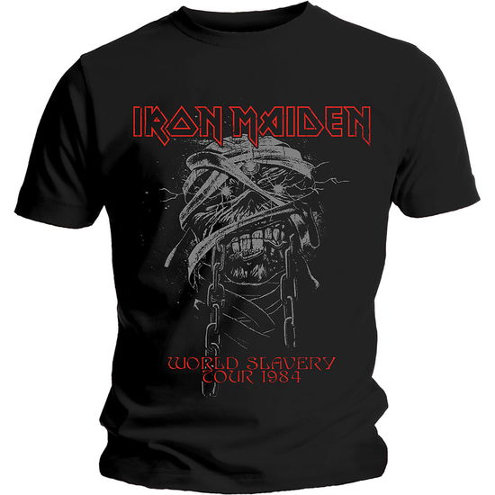 Iron Maiden Unisex T-Shirt: World Slavery 1984 Tour - Iron Maiden - Fanituote - MERCHANDISE - 5056170691086 - tiistai 14. tammikuuta 2020