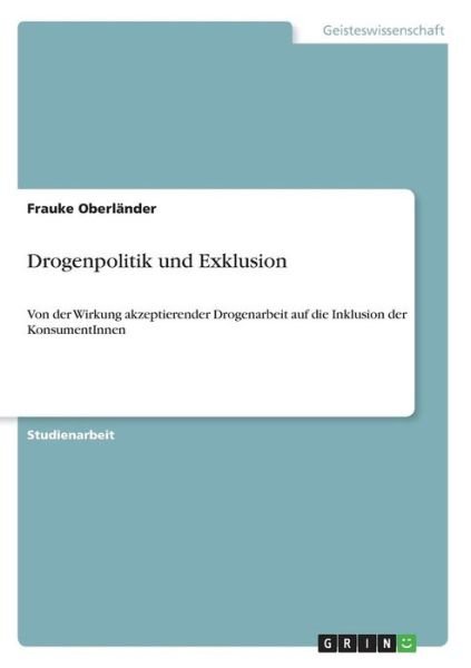 Cover for Oberländer · Drogenpolitik und Exklusion (Bok)