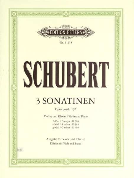 Three Sonatinas, Op.post 137 - Schubert - Boeken - Edition Peters - 9790014110086 - 5 maart 2010