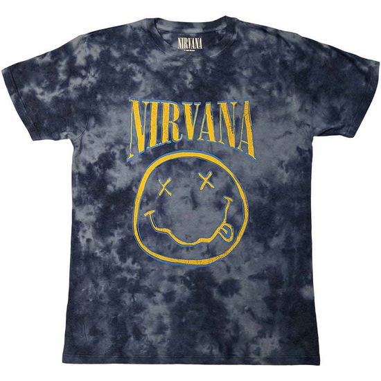 Nirvana Unisex T-Shirt: Happy Face Blue Stroke (Wash Collection) - Nirvana - Mercancía -  - 5056561070087 - 