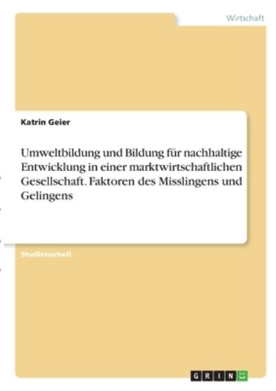 Cover for Geier · Umweltbildung und Bildung für nac (N/A)