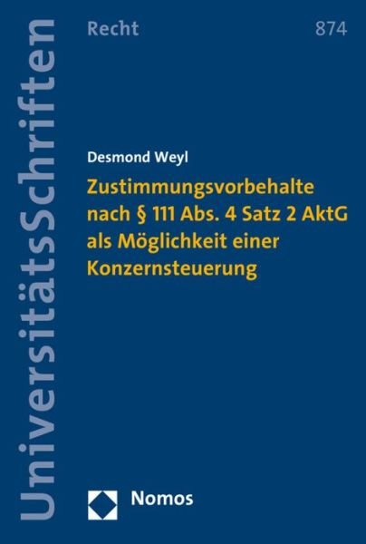 Cover for Weyl · Zustimmungsvorbehalte nach § 111 A (Book) (2015)