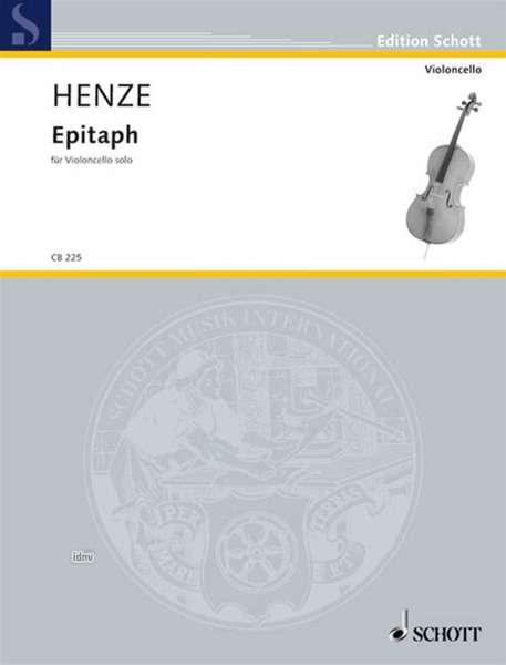 Cover for Henze · Epitaph,Vc.CB225 (Book)