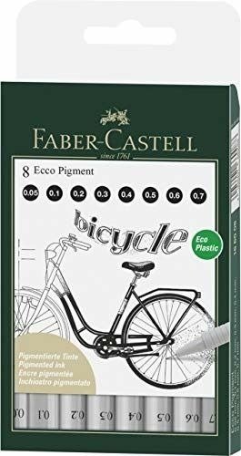 Cover for Faber · Faber-castell - Ecco Pigment Fineliner Wallet Of 8 Black (166008) (Leketøy)
