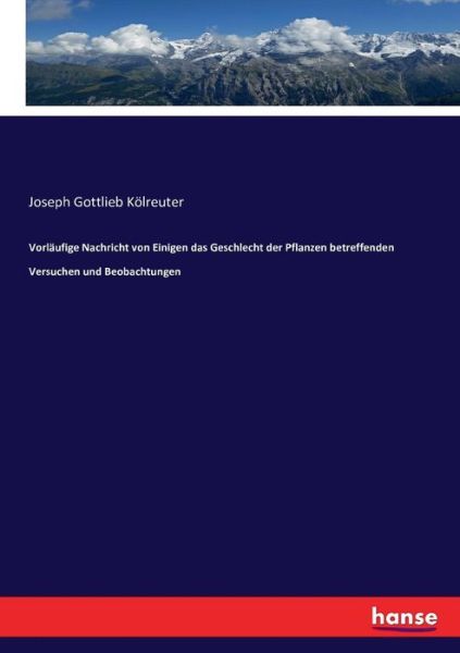 Cover for Kölreuter · Vorläufige Nachricht von Eini (Book) (2021)