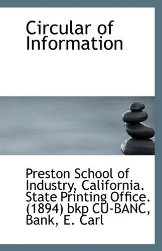 Cover for Preston School of Industry · Circular of Information (Paperback Book) (2009)
