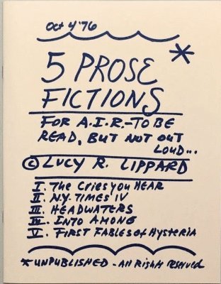 Cover for Lucy Lippard · 5 Prose Fictions (Paperback Book) (2022)