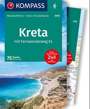 Cover for Mair-Dumont / Kompass · Kompass Wanderführer: Kreta mit Weitwanderweg E4 Wanderführer + Tourenkart (Hardcover Book) (2021)