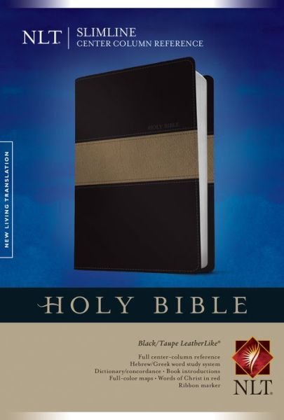 Cover for Tyndale House Publishers · NLT Slimline Center Column Reference Bible, Black, Indexed (Leather Book) [Taupe/Black Imitation] (2014)