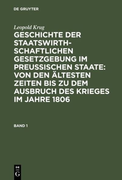 Cover for Krug · Geschichte der staatswirthschaftli (Bok) (1901)