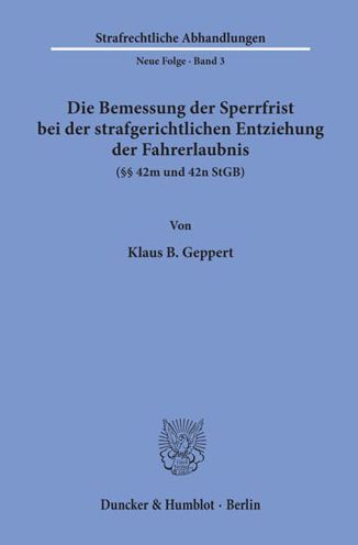 Cover for Geppert · Die Bemessung der Sperrfrist be (Book) (1968)